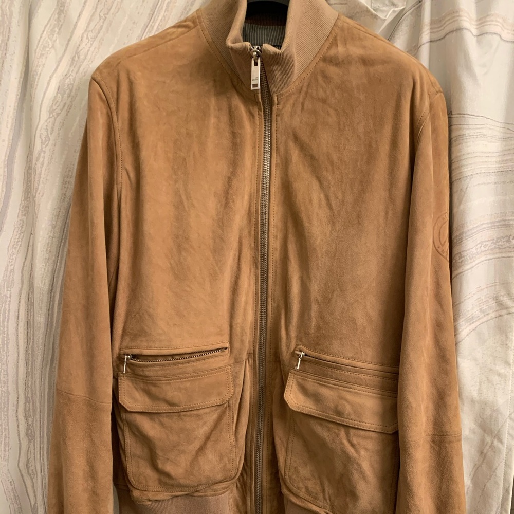 Moschino Suede leather jacket Camel tan shade